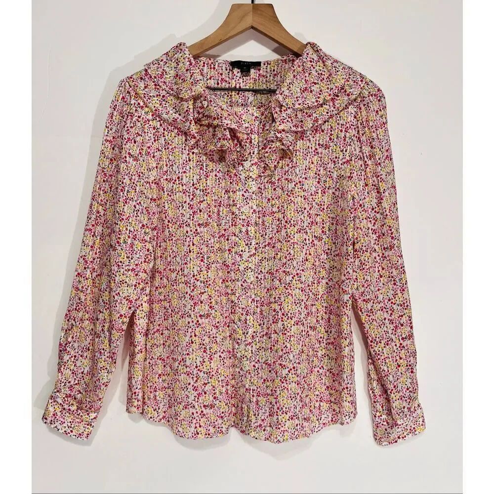 J Crew Ruffle Button Front Blouse Size M